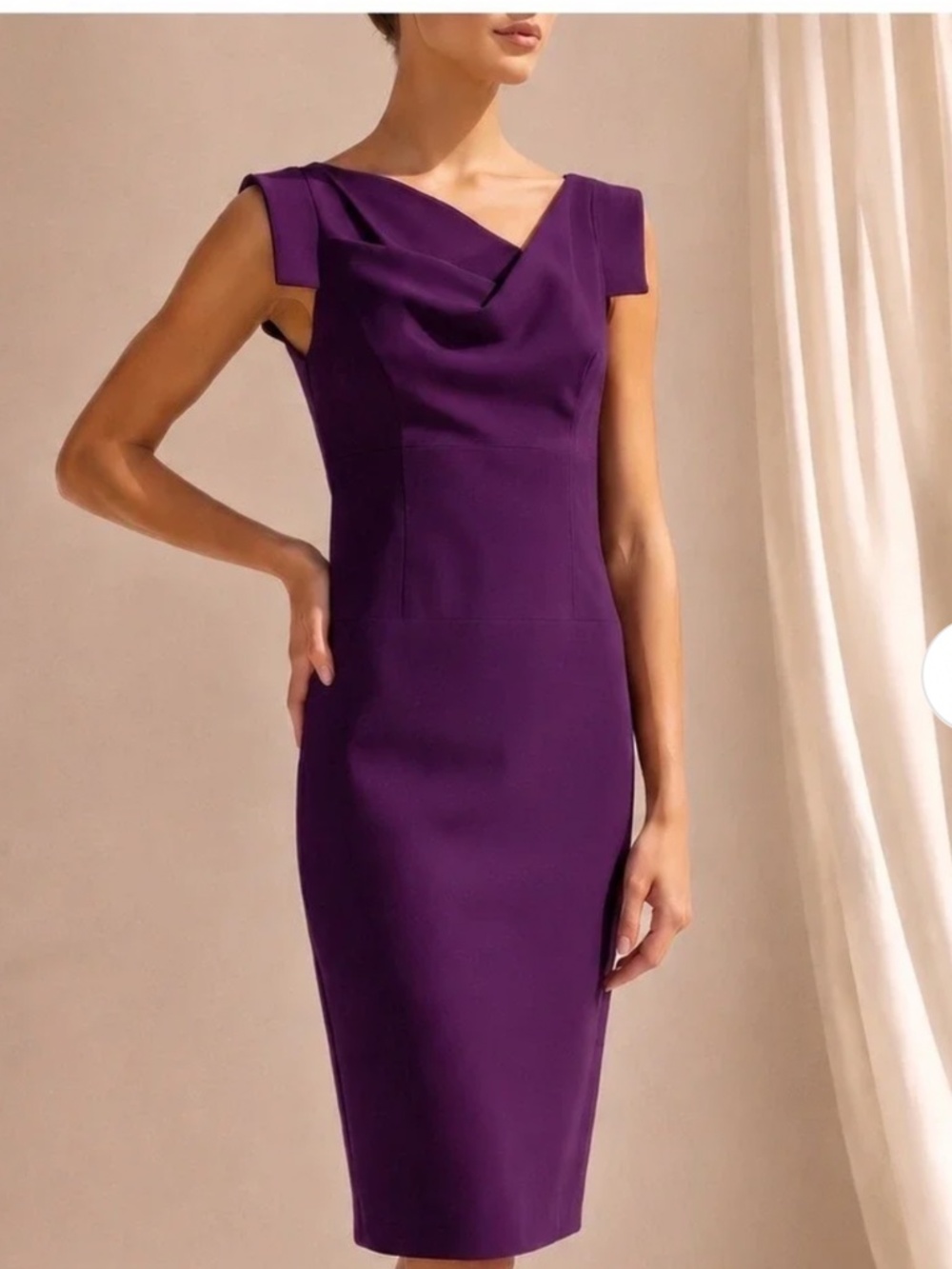 Black Halo Jackie O Belted Dress in Purple